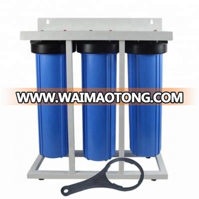 10 20 inch Jumbo 3 Stage Triple Big Blue Whole House filter Water Filtration System with floor stand